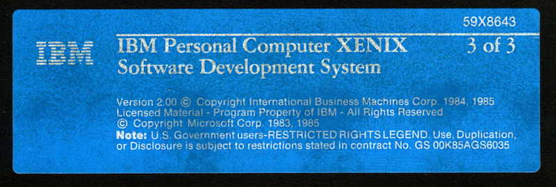 IBM PC XENIX 2.0 SDK 3